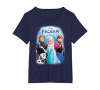 Frozen Poster With Elsa, Anna, Kristoff And Olaf T-Shirt, Women's Plus, Navy Blue, 2X