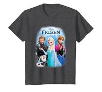 Frozen Poster With Elsa, Anna, Kristoff And Olaf T-Shirt, Youth, Dark Heather Grey, X-Small