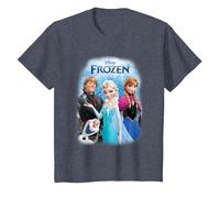 Frozen Poster With Elsa, Anna, Kristoff And Olaf T-Shirt, Youth, Heather Blue, Large