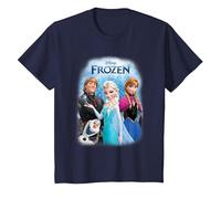 Frozen Poster With Elsa, Anna, Kristoff And Olaf T-Shirt, Youth, Navy Blue, Medium