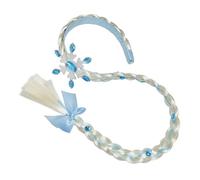 Frozen Princess Headband Blue Elsa Ponytail Hair Frozen Ponytail Hair for Kids Girls Extension Snowflake Tiara Wig for Girls Princess Dress Up Accessories