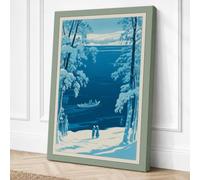 Frozen River at Dawn Vintage Canvas Wall Art Print 18x12 Inch