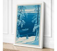 Frozen River at Dawn Vintage Canvas Wall Art Print 18x12 Inch (46 x 30 cm)