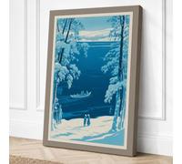 Frozen River at Dawn Vintage Canvas Wall Art Print 24x16 Inch (61 x 41 cm)