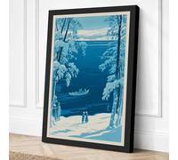 Frozen River at Dawn Vintage Canvas Wall Art Print 24x16 Inch (61 x 41 cm)