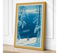 Frozen River at Dawn Vintage Canvas Wall Art Print 36x24 Inch (91 x 61 cm)