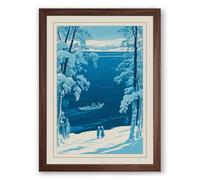 Frozen River at Dawn Vintage Framed Wall Art Print A3 (42×29.7cm) Walnut, Wall Decor for Living Room, Bedroom, Office & Home, Ready to Hang, Art Gift