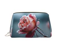 Frozen Rose Printed Leather Portable Makeup Storage Bag, Suitable for Daily Use
