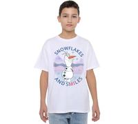 Frozen Snowflakes and Smiles with Olaf Unisex Kids T Shirt, White, 7-8 Years