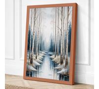 Frozen Stream in Birch Forest Canvas Wall Art Print 18x12 Inch (46 x 30 cm)