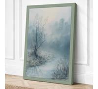 Frozen Stream in Winter Canvas Wall Art Print 18x12 Inch