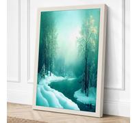 Frozen Stream in Winter Scandinavian Canvas Wall Art Print 18x12 Inch