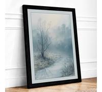 Frozen Stream in Winter Scandinavian Framed Wall Art Print A2 (59.4×42cm) Black, Wall Decor for Living Room, Bedroom, Office & Home, Ready to Hang, Art Gift