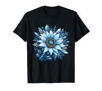 Frozen Sunflower Crystal Snowflake Winter Flower T-Shirt