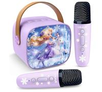 Frozen Toys Mini Karaoke Machine for Kids:Birthday Gifts for 3 4 5 6 7 8 9 10 11 12+ Year Old Little Girl Teens Princess Party Gift Toddler Singing Toy,Bluetooth Speaker with 2 Wireless Microphones