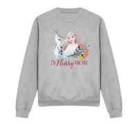 Frozen Valentine's Day Olaf, I'd Flurry For You Elsa Sweatshirt Light Grey | Size: Large frozen Light Grey L