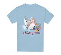 Frozen Valentine'S Day Olaf, I'D Flurry For You Elsa T-Shirt Light Blue | Size: XL frozen Light Blue XL