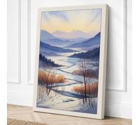 Frozen Valley at Dawn Canvas Wall Art Print 24x16 Inch | Cream