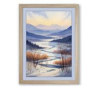 Frozen Valley at Dawn Scandinavian Framed Wall Art Print A1 (84.1×59.4cm) Oak, Wall Decor for Living Room, Bedroom, Office & Home, Ready to Hang, Art Gift