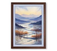 Frozen Valley at Dawn Scandinavian Framed Wall Art Print A3 (42×29.7cm) Walnut, Wall Decor for Living Room, Bedroom, Office & Home, Ready to Hang, Art Gift