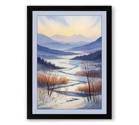 Frozen Valley at Dawn Scandinavian Framed Wall Art Print A4 (29.7×21cm) Black, Wall Decor for Living Room, Bedroom, Office & Home, Ready to Hang, Art Gift