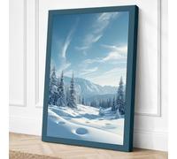 Frozen Valley Scandinavian Canvas Wall Art Print 24x16 Inch (61 x 41 cm)