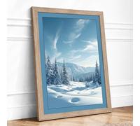 Frozen Valley Scandinavian Framed Wall Art Print A2 (59.4×42cm) Oak, Wall Decor for Living Room, Bedroom, Office & Home, Ready to Hang, Art Gift