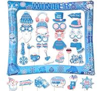 Frozen Winter Wonderland Party Inflatable Selfie Photo Frame & Props Set Snowman Snowflake Blow Up Picture Frame Let it Snow Party Photo Booth Props for Christmas Holiday Baby Shower Birthday