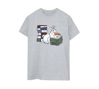 Frozen Women's Olaf Reading Boyfriend T-Shirt in Grey | Size: 3XL frozen Grey 3XL