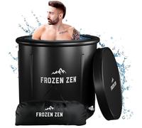 Frozen Zen Premium XL Ice Bath Tub for Athletes with Lid, Portable Cold Plunge Tub, Large Inflatable Ice Bath, Solid Black, Nylon, Freestanding, Sports
