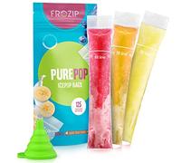 FROZIP 125 single-use bags for ice cream cups, BPA-free freezer tubes with zipper seals | For healthy snacks, yogurt sticks, juice and fruit smoothies, ice cream pops | Comes with a funnel (20 x 5 cm)