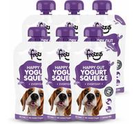 Frozzys Happy Gut Yogurt Squeeze - Natural Everyday. Lactose-Free, 0% Fat Yoghurt Dog Treat With Prebiotics. 6 X 115G Pouches