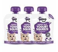 Frozzys Yogurt Squeeze - Fermented Yoghurt with Prebiotics for Cats - Lactose Free, 0% Fat, No Added Sugar. Lickable, Squeezable, Freezable Cat Treat. Natural Everyday - 3x 85g Pouches