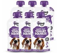 Frozzys Yogurt Squeeze - Fermented Yoghurt with Prebiotics for Dogs - Lactose Free, 0% Fat, No Added Sugar. Lickable, Squeezable, Freezable Dog Treat. Natural Everyday - 6x 115g Pouches