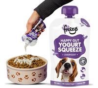 Frozzys Yogurt Squeeze - Fermented Yoghurt with Prebiotics for Dogs - Lactose Free, 0% Fat, No Added Sugar. Lickable, Squeezable, Freezable Dog Treat. Natural Everyday - 3x 115g Pouches