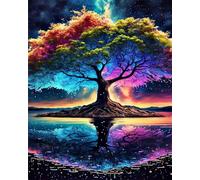 FrpDAdle 5D Diamond Painting Kits for Adults, Tree of Life Colourful Night Sky DIY Diamond Art, Full Drill Cross Stitch Embroidery Picture, Crystal Rhinestone Craft for Home Wall Decor，60×90cm
