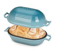 FRRLY Enameled Cast Iron Dutch Oven for Sourdough Bread Baking,9 x 5-4/5 Inch Oval Cast Iron Bread Pan with Lid,Dutch Oven for Homemade Sourdough Baking,2.8QT Meatloaf Pan,Oven Safe