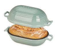 FRRLY Enameled Cast Iron Dutch Oven for Sourdough Bread Baking,9 x 5-4/5 Inch Oval Cast Iron Bread Pan with Lid,Dutch Oven for Homemade Sourdough Baking,2.8QT Meatloaf Pan,Oven Safe