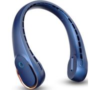 FrSara Neck Fan, Portable Personal Fan Strong Wind, 5200mAh, Air Volume,360° Cooling, No Hair Twisting, Air Volume On 2 Sides, Non-Slip, Quick Charge, Long Use Time, Gift for Father, Dad, Women (Blue)