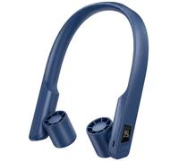 FrSara Portable Neck Fan that Blows Cold Air Rechargeable, Personal Battery Powered Cooling Device with USB TYPE-C, LED Display, Light, 3-Speed, 3000mAh, Ideal Present for Women, Men, Travel, Blue