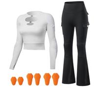 FRSGFCV Women's Mesh Motorcycle Riding Gear Set - Breathable Jacket and Pants with Removable CE Armor Reflective Strips YKK Zipper for Safe Commuting and Long Rides(Size:XL,Color:White-Black)