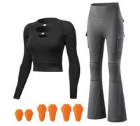 FRSGFCV Women's Mesh Motorcycle Riding Gear Set - Breathable Jacket and Pants with Removable CE Armor Reflective Strips YKK Zipper for Safe Commuting and Long Rides(Size:XL,Color:Black-Gray)