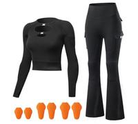 FRSGFCV Women's Mesh Motorcycle Riding Gear Set - Breathable Jacket and Pants with Removable CE Armor Reflective Strips YKK Zipper for Safe Commuting and Long Rides(Size:XL,Color:Black)