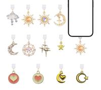 Frstem 12 Pcs Dust Plug Charms, USB C Dust Cover Bling Type C Dust Charms Anti Dust Charging Port Cover Protector Pendants Accessories Compatible with Kindle,Most Type C Phone/Earphone(Star Moon)