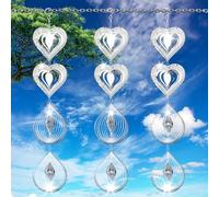 Frstem Set of 3 Reflective Bird Deterrents for Outside Bird Repellent Devices Outdoor Patio Water Drops & Heart Bird Deterrent Discs Set Highly Reflective Double Sided