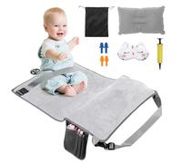 Frstem Toddler Airplane Bed,Portable Travel Bed with Eye Mask & Ear Plugs for Airplanes,Kids Plane Seat Extender,Baby Travel Essentials,Toddler Foot Rest for Flying,Inflatable Travel Essential(Grey)