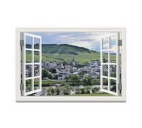 FRTDSAG Distant Living EnvironmentIllusion Canvas Print Fake Window, Immersive Scenic Wall Art For Bedroom Cozy Decor 80x120cm Unframed