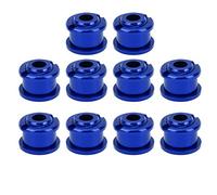FRTHVB 10Pcs 4.9MM Chainring Bolts, Single Speed Bicycle Chainring Bolts, Aluminum Alloy Mountain Bike Screws with Compact Shape, Lightweight Durable Replacement for Road Bike and Double (Blue)