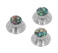 FRTHVB 3Pcs Spline Top Hat Volume Tone Knob, Guitar Replacement Parts, Transparent Acrylic Knobs with White Character, Compatible for Les Paul and ST Electric Guitars, Durable and Easy to