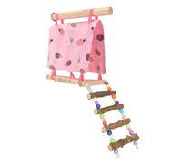 FRTHVB Bird Nest Hut Hammock Tent with Ladder, Parrot Snuggle Tent with Open Front and Back, Vibrant Color Climbing Toy for Small Birds, Safe Cloth and Wood Bird Cage Accessory